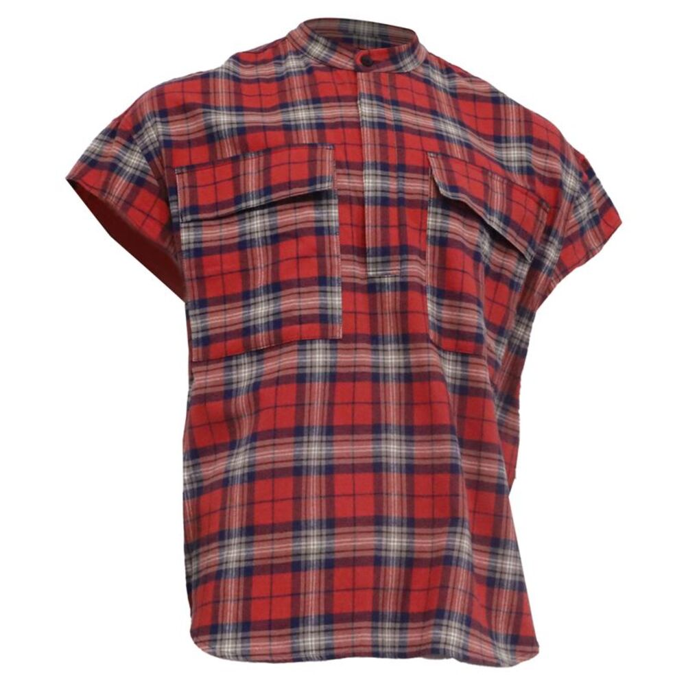 Fear Of God Checkered Flannel Vest in Red Cotton